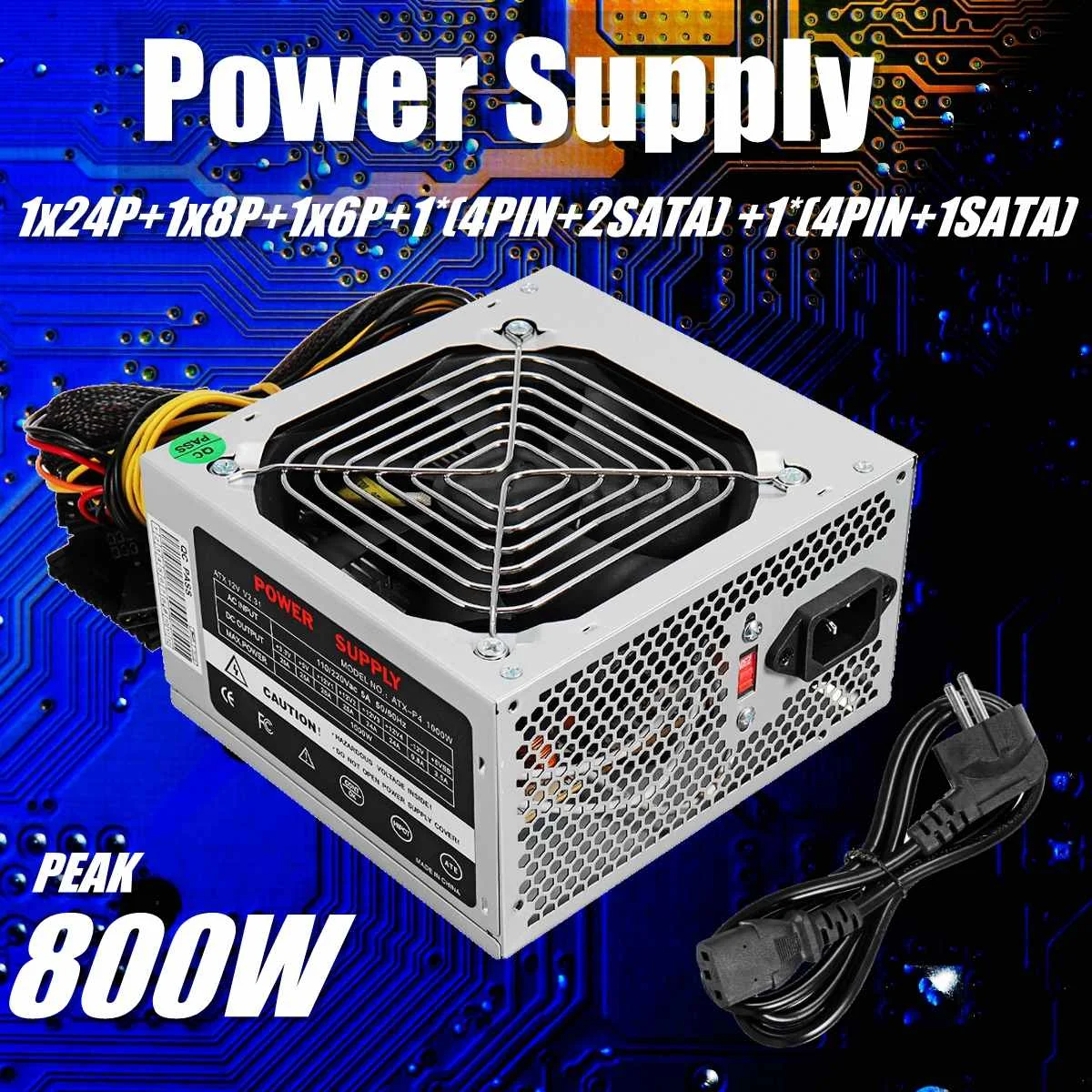 

Max 800W Power Supply PSU PFC Silent Fan ATX 24-PIN 12V PC Computer SATA Gaming PC Power Supply For Intel AMD Computer