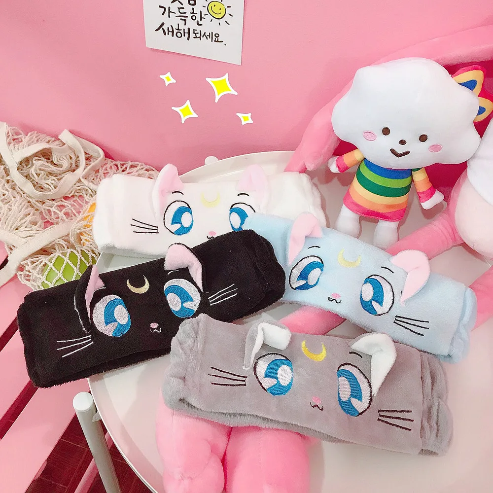 

Sailor Moon Makeup Headband Cat Embroidery Face Wash Headband Cute Ears Korean Fashion Kpop Accessories Hairband New 2019