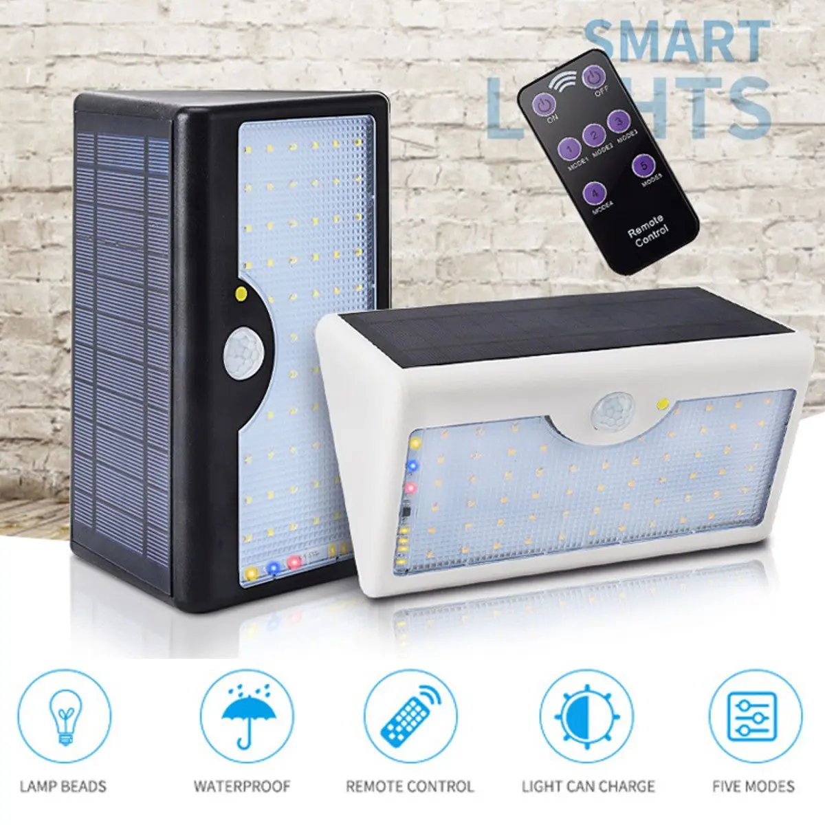 

LED Solar Power Street Light PIR Motion Sensor Road Wall Light Remote Control Lamps Outdoor Garden Emergency Security Lighting