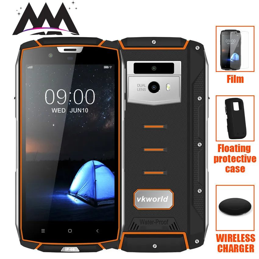 

vkworld VK7000 Smarthphone IP68 Waterproof shockproof 5600mAh Android 8.0 Wireless Charge 4GB+64GB Face ID 13MP Mobile Phone