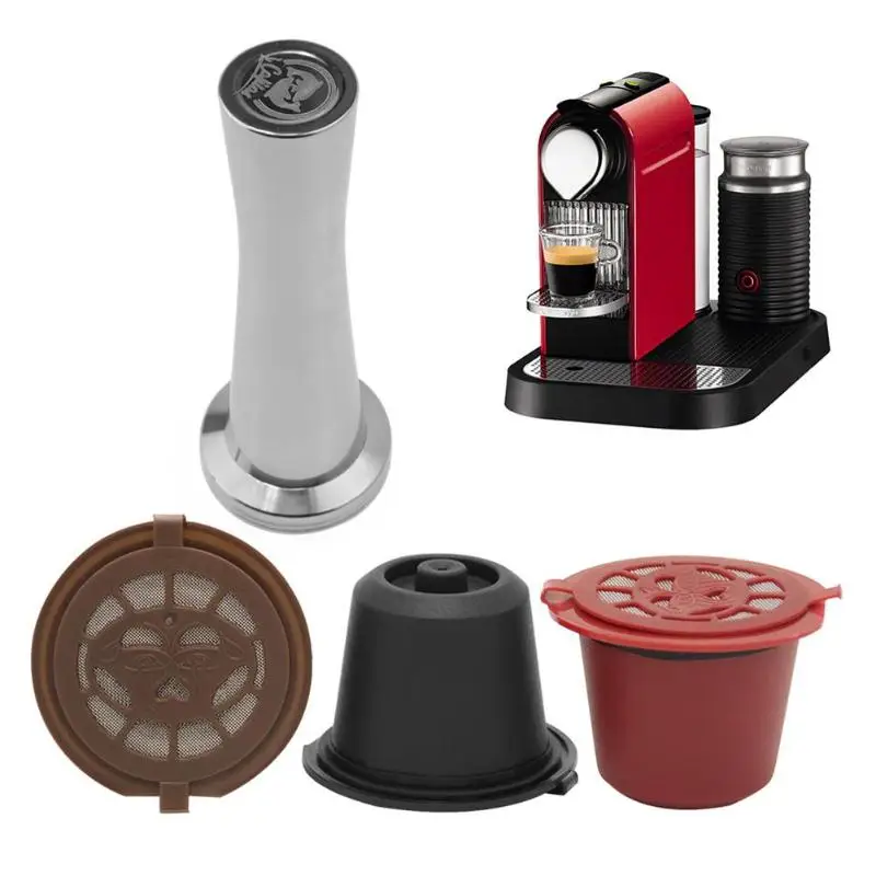 3pcs/set Reuse Refill Coffee Capsule Filter Shell+Powder Hammer for Nespresso with Nescafe Dolce Gusto refill Coffee Machine