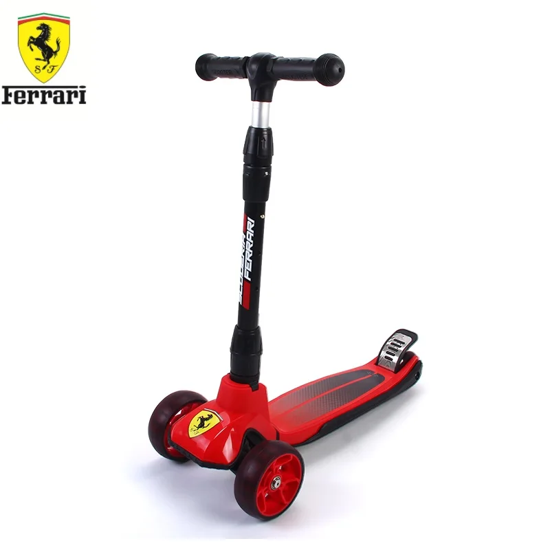 

Ferrari FXK58 Foldable Twist Scooter Toy Adjustable Height 66-77cm Non-Slip Skateboard Pedal-Type Brake System Cool Flash Wheel