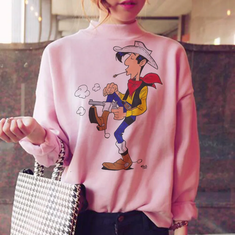 

lucky luke hoodies women hood warm ulzzang sweatshirt female hood oversized korean style pink ulzzang pink