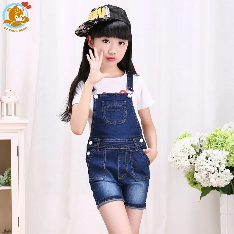 

2019 Girls Casual Denim Bib Pants Children Fashion Summer Beach Short Bib Pant Kids Spring Autumn Long Jeans Jumpsuit 3-5 Years