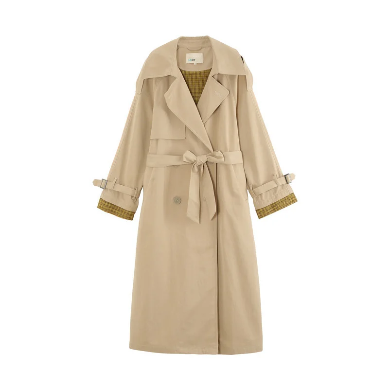 INMAN 2019 Spring New Arrival Turndown Collar Include Belt Defined waist Loose Casual Korean Women Long Coat