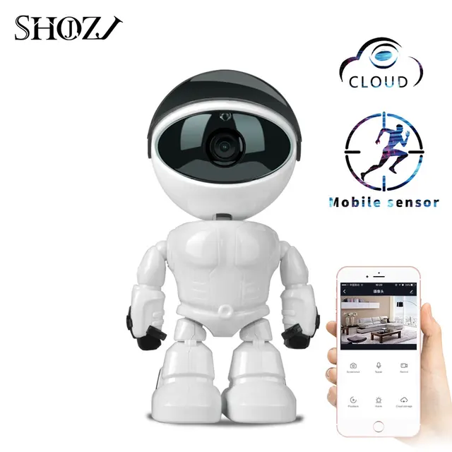 Robot Camera Auto Tracking 1080P HD Baby Monitor Wifi rete Audio bidirezionale IP visione notturna rilevazione di movimento SMART Home Shojzj 5