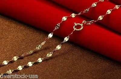 

ONSALE 17.5INCH 18K Yellow Gold Necklace Lip Shaped Chain /1.1-1.4g Au750
