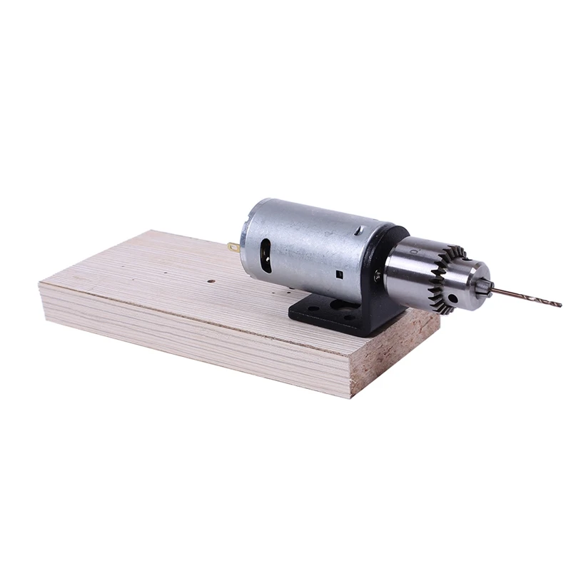 Mini Dc 12V Electric Motor Wood Pcb Hand Drill Press Drilling Set With 10Pc 0.5-3Mm Twist Bits And Jt0 Chucks Bracket Stand