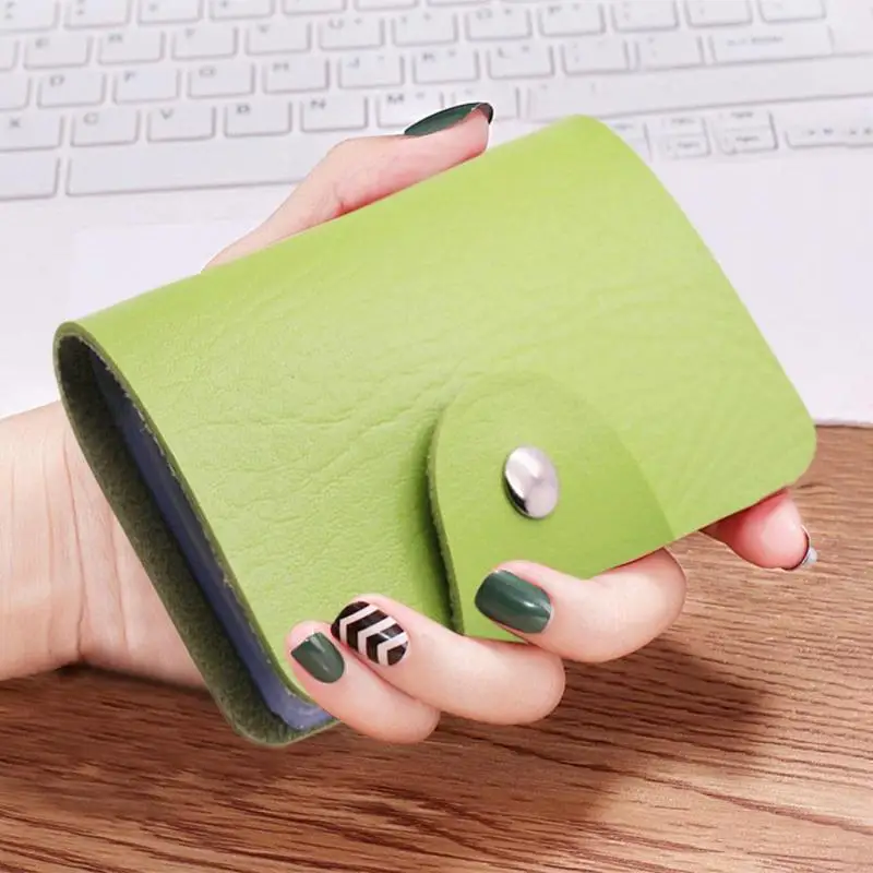 

Simple 24 Slots Card Holder Wallet Small Clutch Women Men Daily PU Leather Solid Color Simple Unisex Business Credit Cards Bags