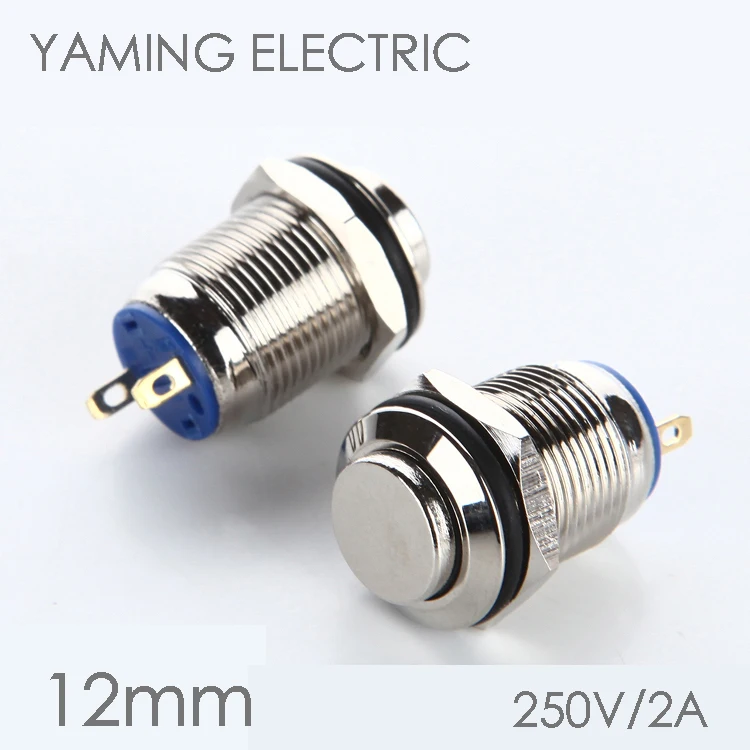 

P26 Momentary push button switch 12mm 2 pins stainless steel metal circular small size waterproof high round