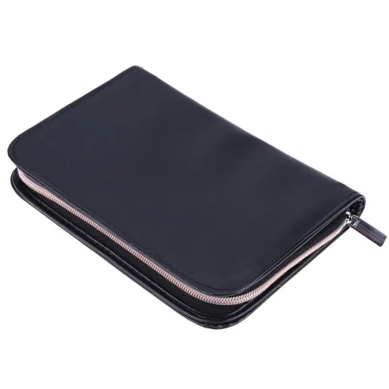 

Zipper Empty PU Leather Makeup Cosmetic Brush Holder Organizing Bag Professional Makeup Brush Bag Black for Cosmetic Brushes