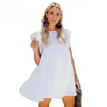 Новое Женское повседневное пляжное мини-платье с вырезом лодочкой и рукавом-бабочкой