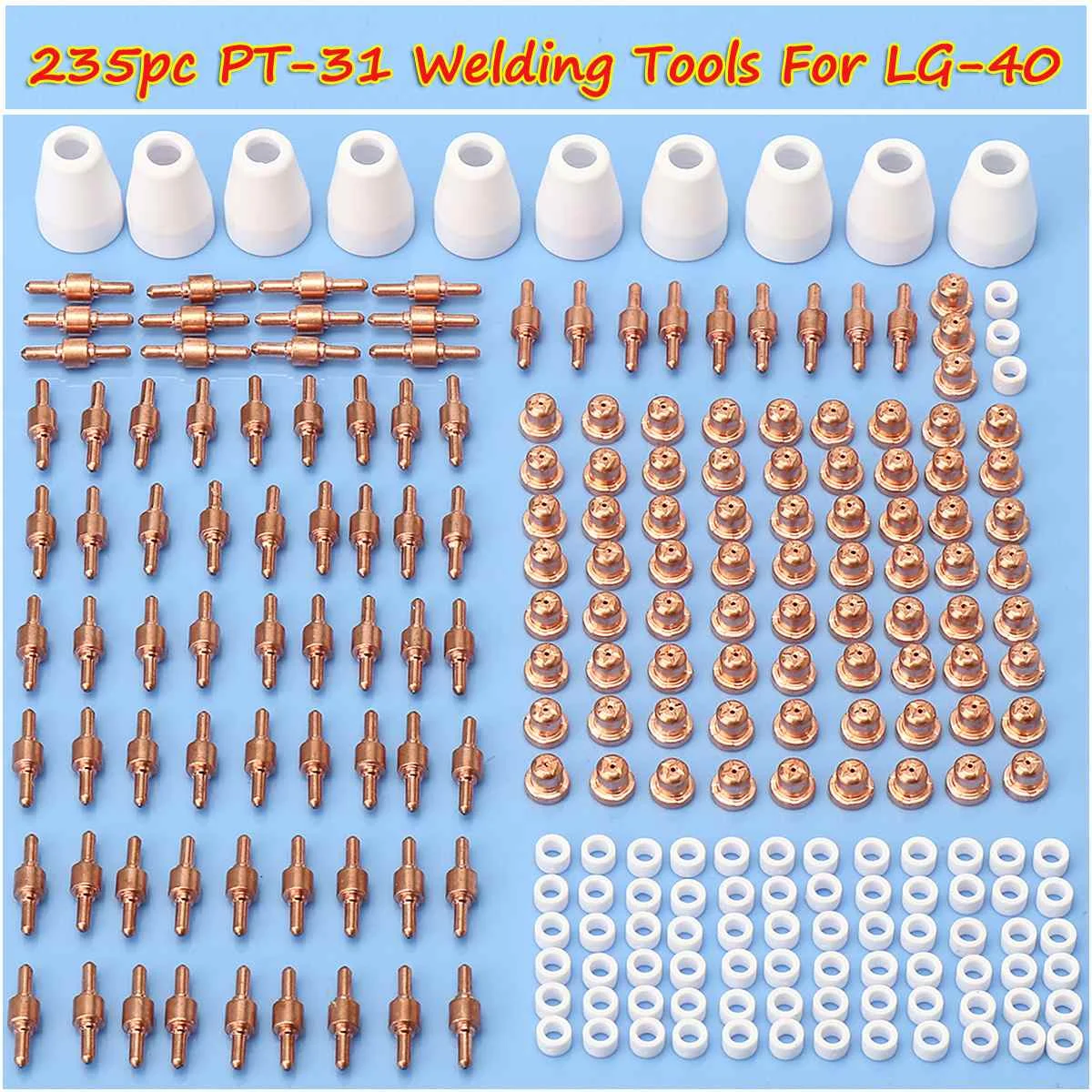 235pc Ceramic + Metal Air Plasma Cutting Cutter Consumables Extended TIP Nozzle Electrode For CUT-50D CT-312