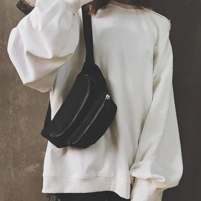 خمر سروال قصير الخصر PackWomen الفتيات الحقيبة حزام مزدوجة سستة الصدر أكياس الرجعية الخصر حزمة النقي Crossbody حقيبة Heuptas Pochete
