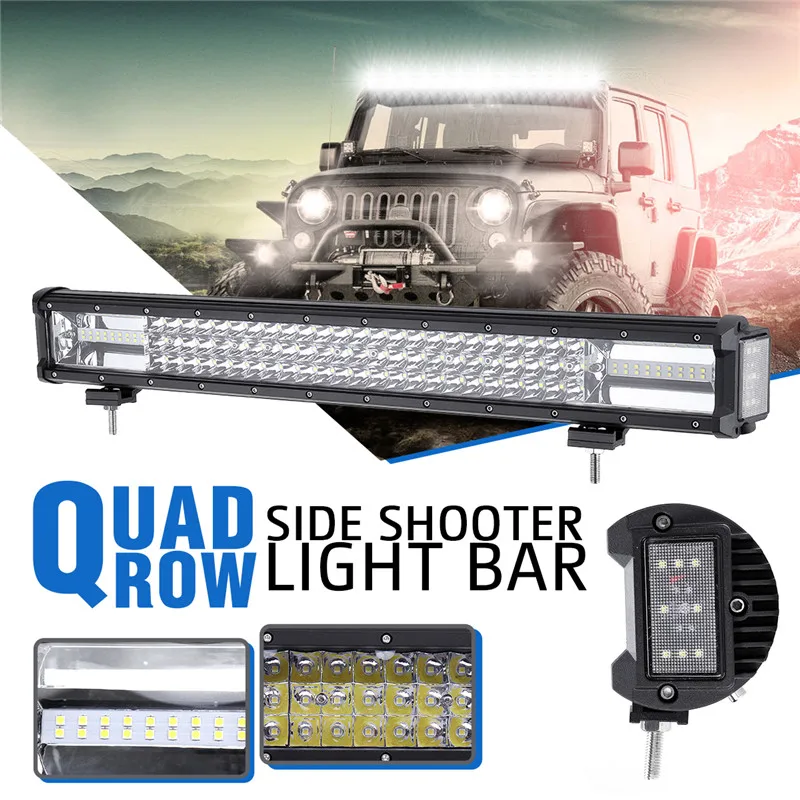 

22.5 Inch 372W LED Wide angle Work Light Dual Side Shooter Work Light IP68 Side Luminous Light Bar for Off Road 4WD 4x4 Truck
