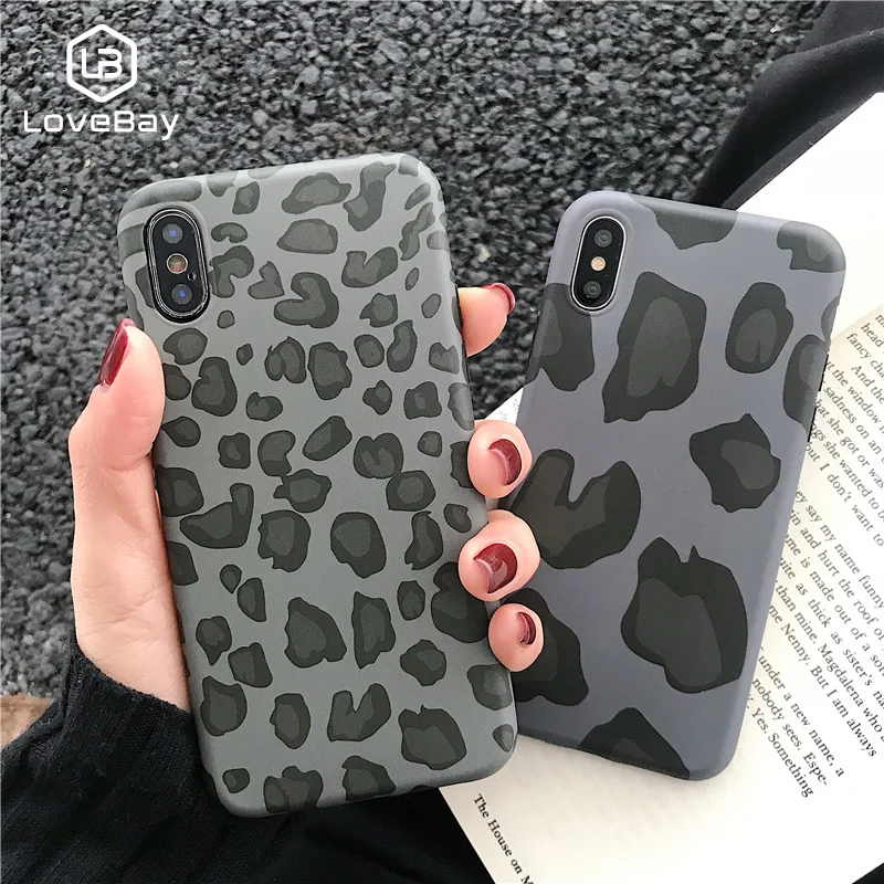

Lovebay For iPhone 6 6s 7 8 Plus X XR XS Max Phone Case Retro Gray Leopard Print Soft TPU Shell Phone Case For iPhone X Fundas