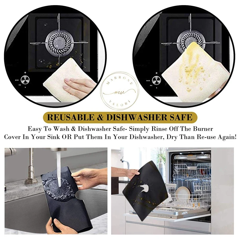SANQ 9Pcs Stove Burner Covers Cut To Fit All Models Double Thickness +(Bonus Trivet Mat)Easy To Cut,Clean & Use!Gas Range Prot SANQ 9Pcs Stove Burner Covers Cut To Fit All Models Double Thickness +(Bonus Trivet Mat)Easy To Cut,Clean & Use!Gas Range Prot
