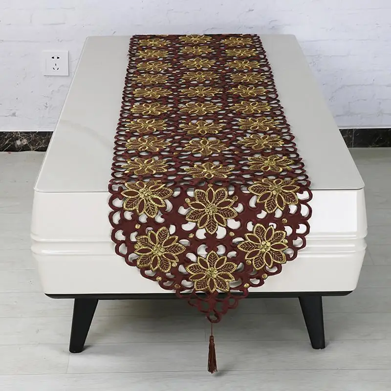 European luxury classical embroidered table flag Polyester Table Runner