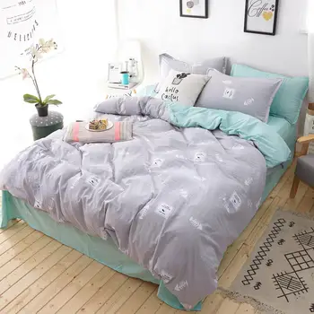 

JU Home Textile Fashion Print Comfortable Skin Wash Cotton Sheets Quilt Cover Pillowcase Bedding 3/4pcs 30