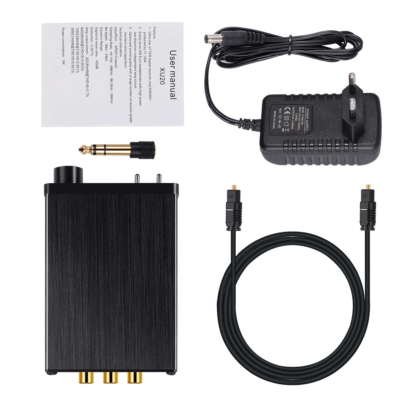 Neoteck Digital to Analog Audio Converter with Headphone Amplifier Coaxial SPDIF Toslink to Analog Stereo L R RCA 6 35mm Jack