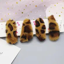4 шт. милый Леопардовый принт пух Meatl оснастки не скольжения шпильки заколка для волос заколки для девочек Дети