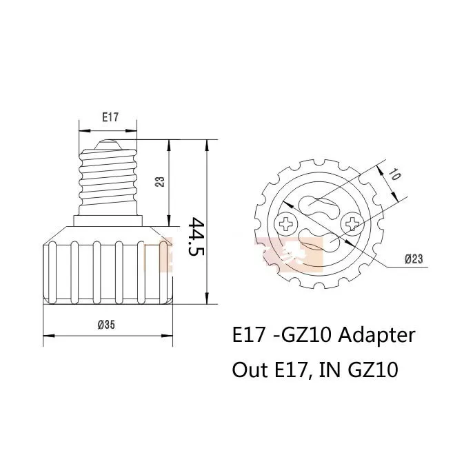 E17 to GZ10 LED Lamp adapter converter dimension-1