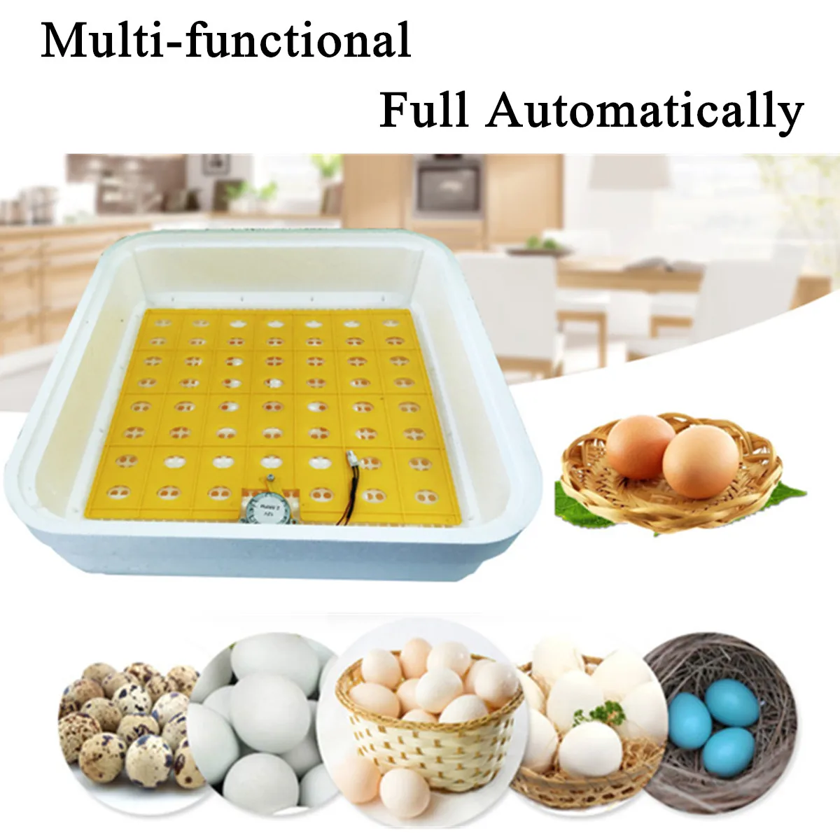 

Automatic Egg Hatcher Machine 55 Eggs Incubator Fully LED Turner Chicken Duck Digital Display Smart Sensitive US/EU Plug