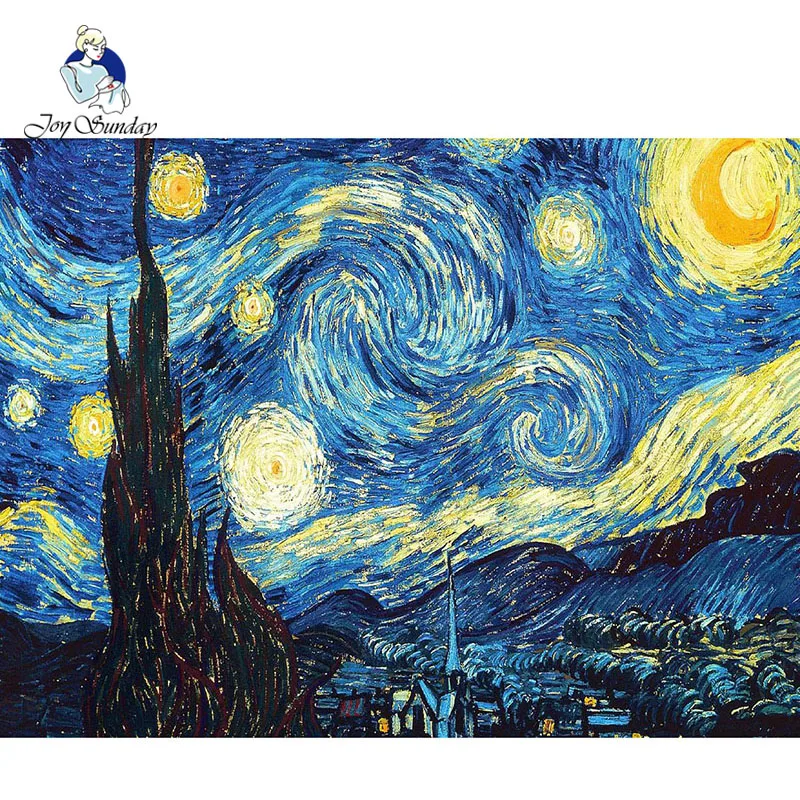 

JoySunday 5D DIY Diamond Embroidery Van Gogh Starry Night Decoration Cross Stitch Abstract Oil Painting moasic Resin home Craft