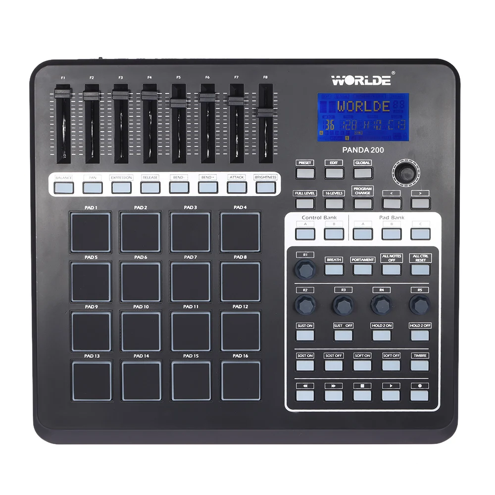 Worlde PANDA200 Портативный USB MIDI контроллер клавиатура Мини Pad 16 барабанные колодки с