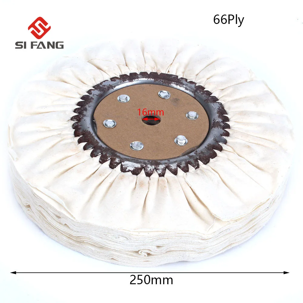 10 дюймов хлопок воздушная полировка колеса ткань Открытый смещение Скамья шлифовальные станки 250 мм Хлопок воздушная полировка колеса 66Ply