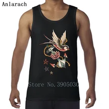 Ретро Татуировка жилеты свободные летний Стиль Funky Классический Танк Топы мужские майки вырез лодочкой буквы майка печать