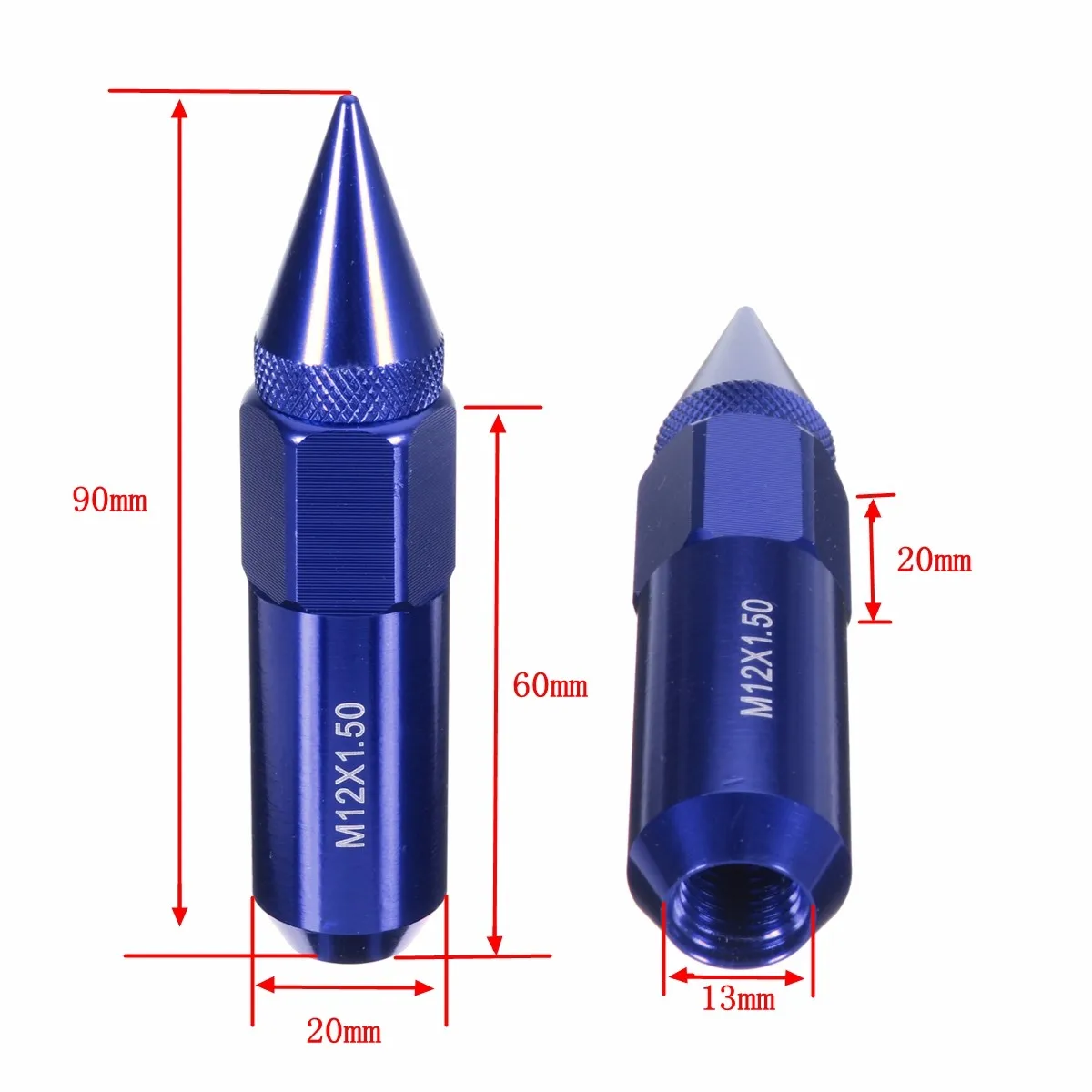 20 шт. M12X1.5 алюминий 60 мм универсальные автомобильные колеса ДИСКИ гайки с шипами Расширенный тюнер синий/красный/черный