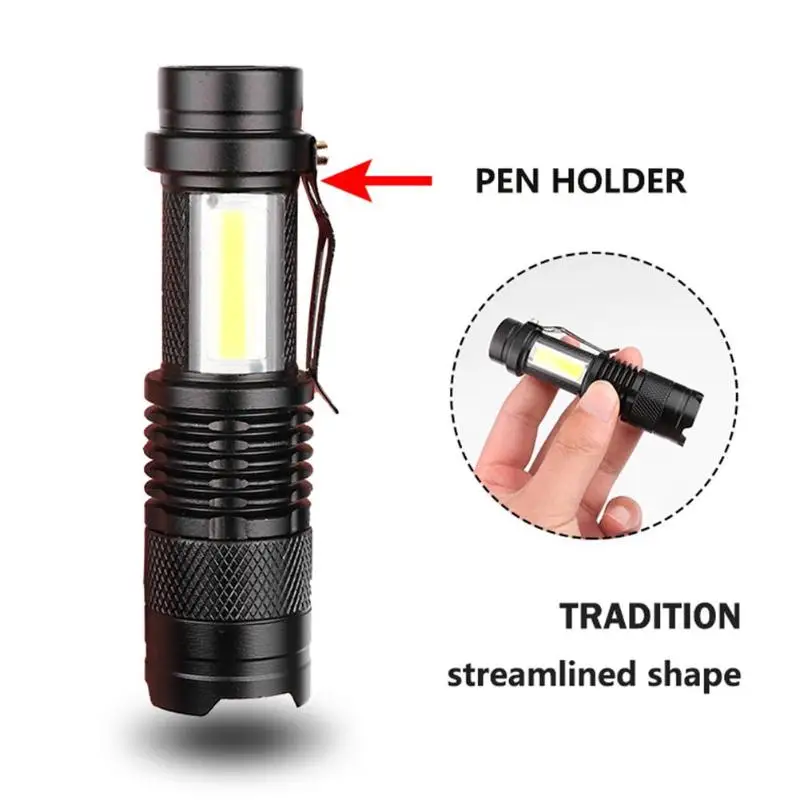 1 х XPE + COB светодиодный USB фонарик портативный мини ZOOM torchflashlight использовать AA 18650