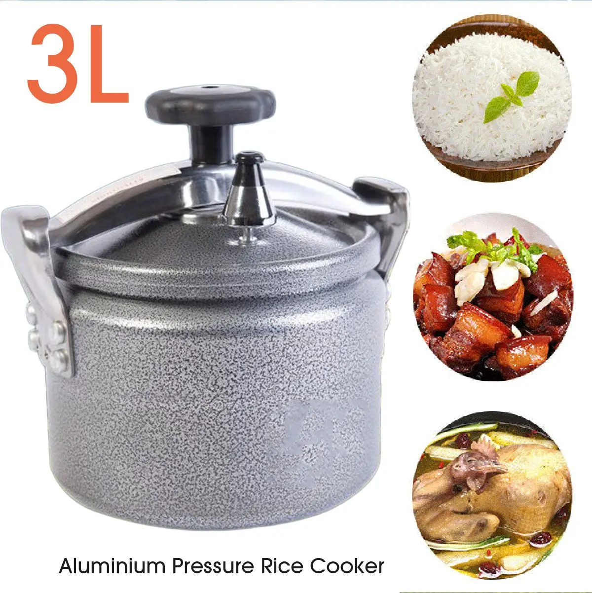 3L Aluminum Explosion Proof Pressure Cooker Pot Rice Cooking Stovetop
