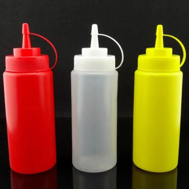 

8-32oz 3 Color Plastic Squeeze Bottle Condiment Dispenser Ketchup Mustard Sauce