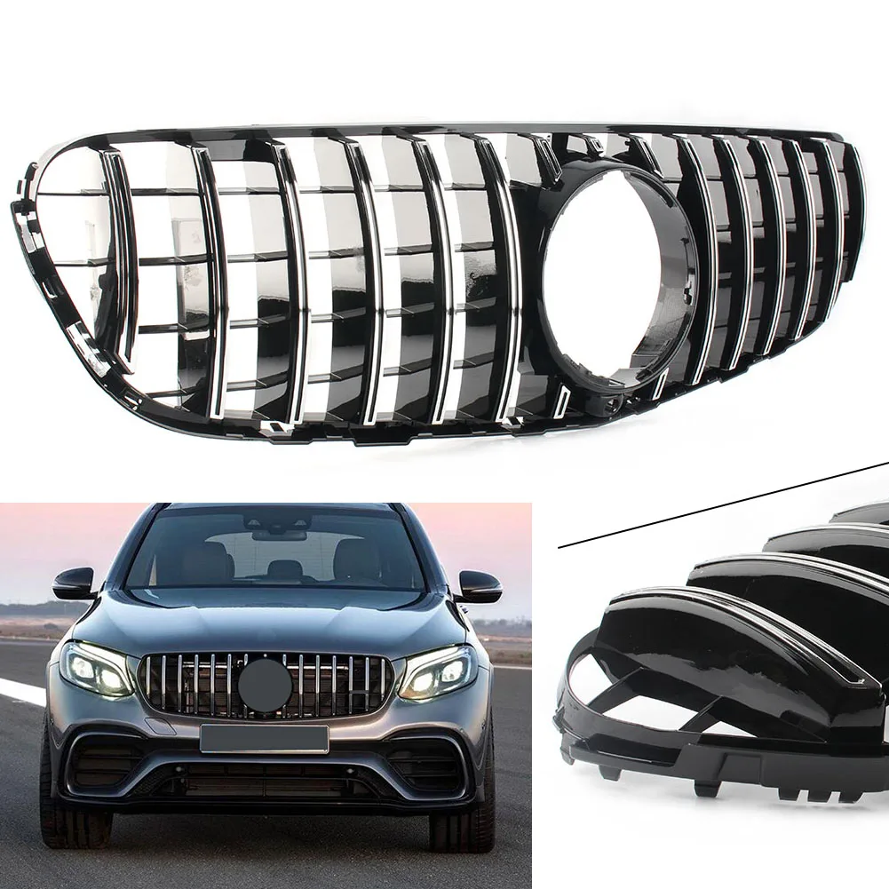 

Auto Car Front Grille Upper Grill with Camera For Mercedes- Benz GLC W253 AMG 2015 2016 15 16 Silver