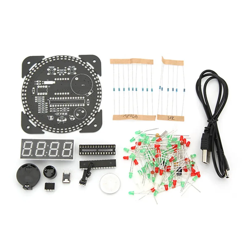 

Upgrade DIY EC1515B DS1302 Light Control Rotation LED Electronic Clock Kit Board Music Alarm Light Control Clock