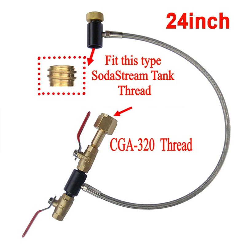 

24/36 Inches CO2 Cylinder Refill Adapter Connector For Filling Soda Stream Tank