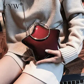 

Star Shaped PU Leather Crossbody Bag Solid Women Evening Bags Chain Shoulder Purse Day Clutches Evening Bags For Party Wedding