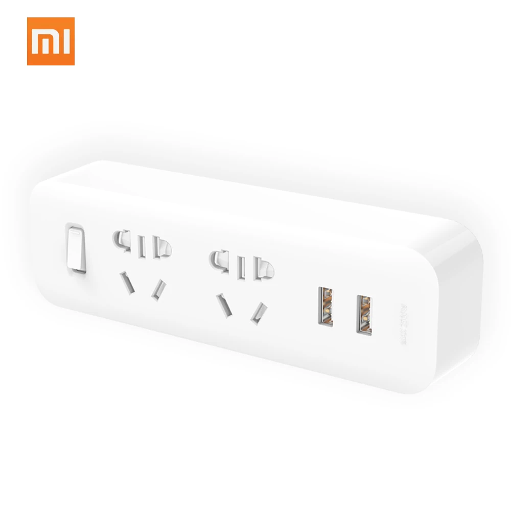 Xiaomi Mijia On-Wall power Strip Конвертер розетка портативный переходник с 2 USB порт быстрой зарядки розетка переключатель