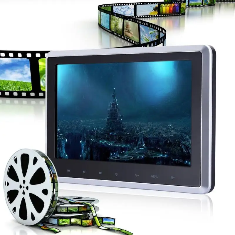 

10" Digital TFT LCD Screen Auto Car Headrest Monitor USB/SD DVD Player Build-in IR/FM/Speaker with Game Disc HDMI Remote Control