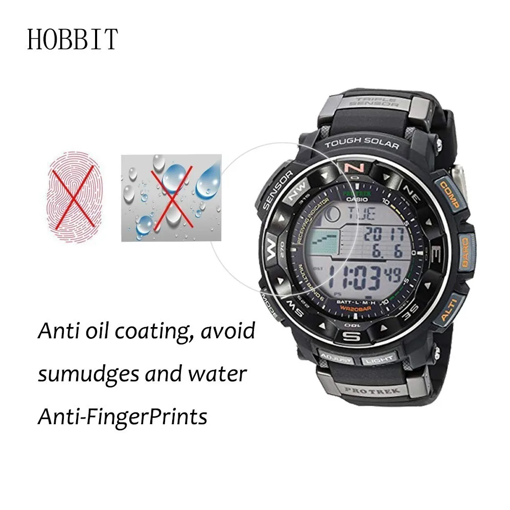 3Pack Explosion-Proof Digital Watch Screen Protector For Casio Pro Trek PRW-3500 PRW-3000 PRW-2500T PRW2500R LCD Film Guard