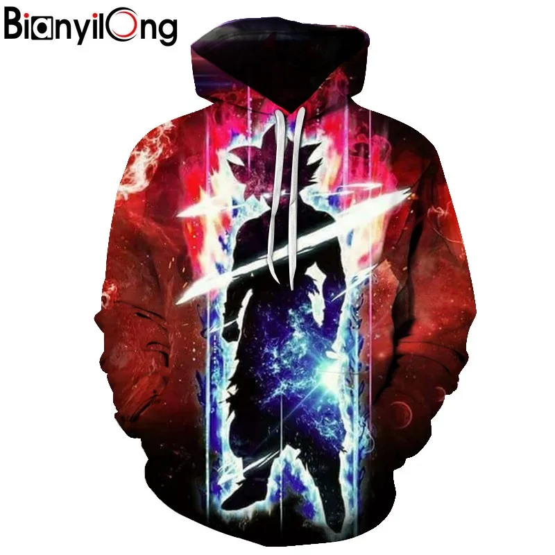 2018 New Arrival Male Hoodie Hot Sale Dragon Ball Series 3d Print Men Sweatshirts Hip Hop Wears With Hat harajuku streetwear | Мужская