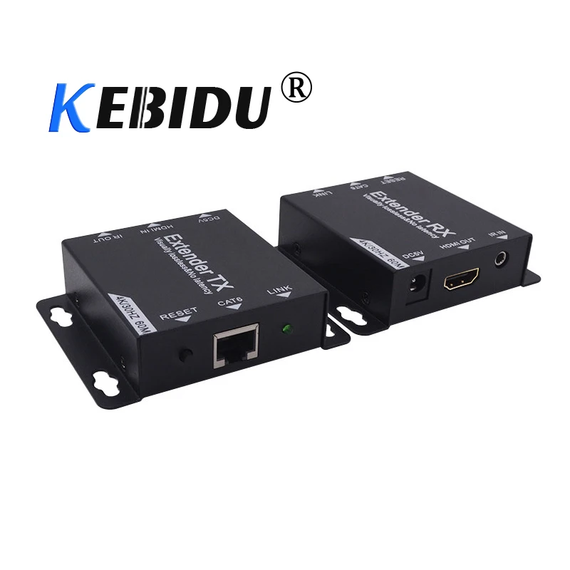 

Kebidu 4K HDMI Extender Transmitter 60M RJ45 TX/RX Repeater Over Cat 6 Cat 7 Ethernet Cables Support HDMI 1.3 1080P For TV