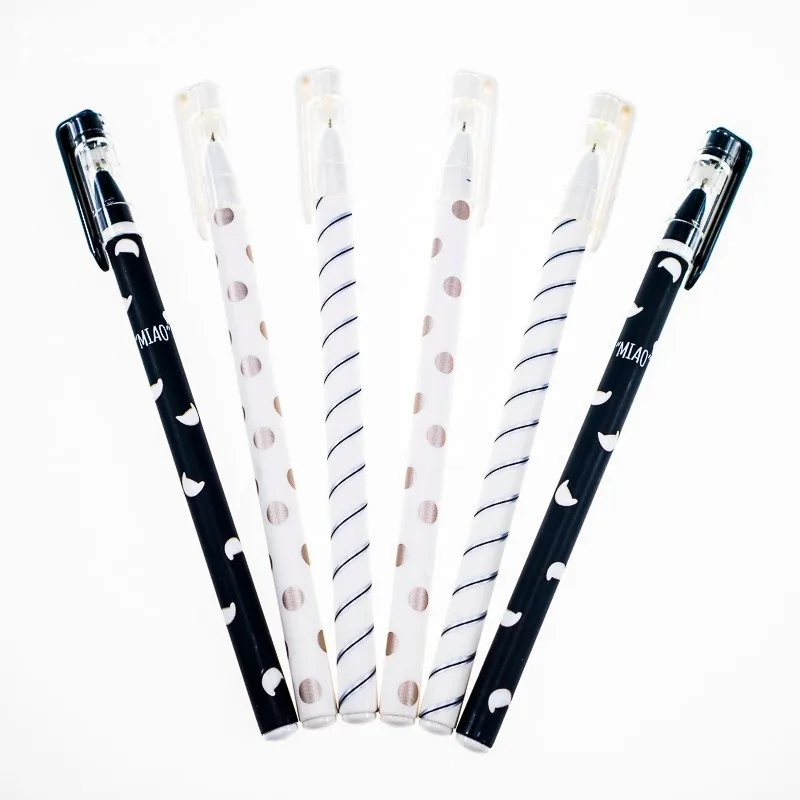 

3PCS Black White Striped Spots Gel Pen Black Ink Color High Quality School Student Stationery And Office Supplies Pen