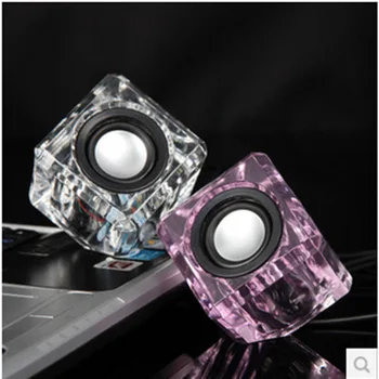 

Computer LED Crystal Speaker Light Mini Usb Computer Small Sound Desktop Speaker Subwoofer 3.5mm Audio Plug and USB 2.0