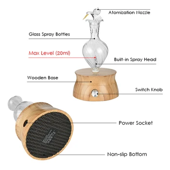 

Waterless Essential Oil Diffuser Wood And Glass Aromatherapy Diffuser Essential Oil Aroma Diffuser Nebulizer For Home Au Plug