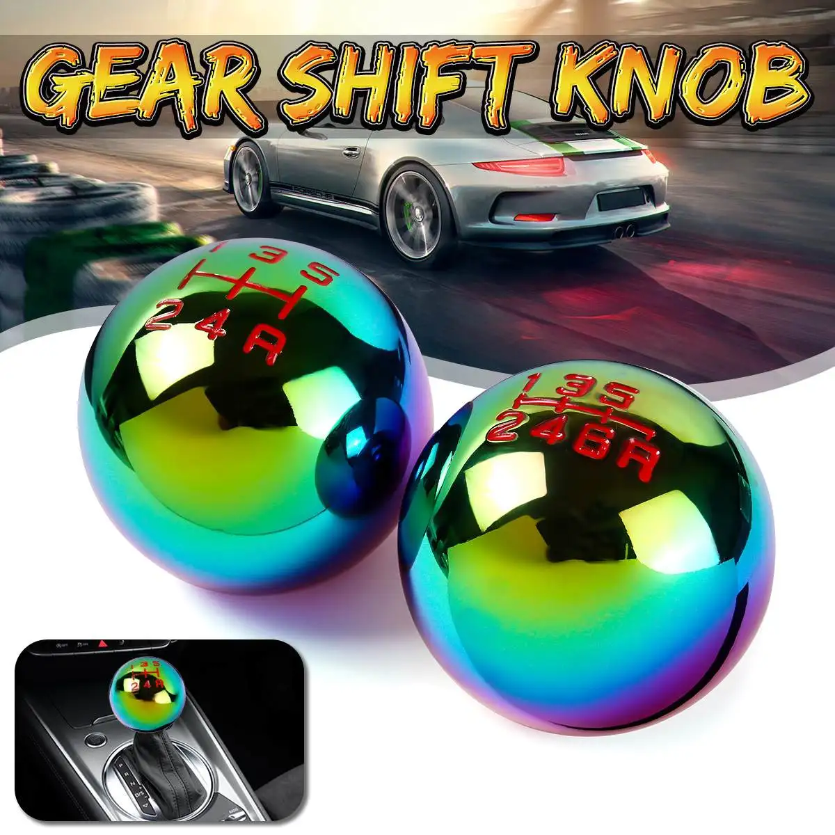 

5 Speed / 6 Speed Universal Car Colorful Gear Shift Knob Aluminum Gear Stick Shift Knob Shifter Lever Round Ball with 3 adapter