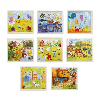 

Wooden Cartoon DIY Puzzle Jigsaw Baby toy Kid Early learning Castle Construction pattern gift For Children Brinquedo Houses