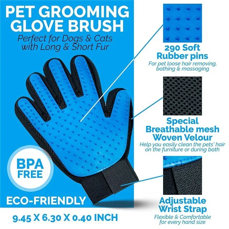 Glove For Dog Cat Grooming Pet Dog Hair Deshedding Brush Comb Glove For Pet Dog Finger Cleaning Massage Glove Brush